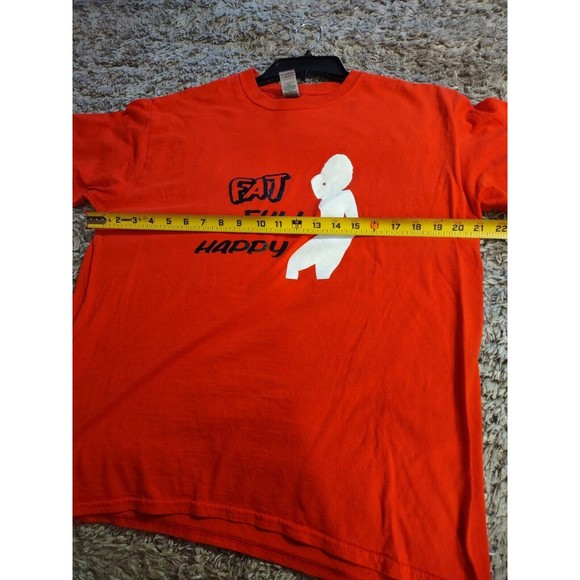 Gildan T Shirt Size L Red Short Sleeve Fat Full Happy Heavy Cotton - Picture 5 of 9